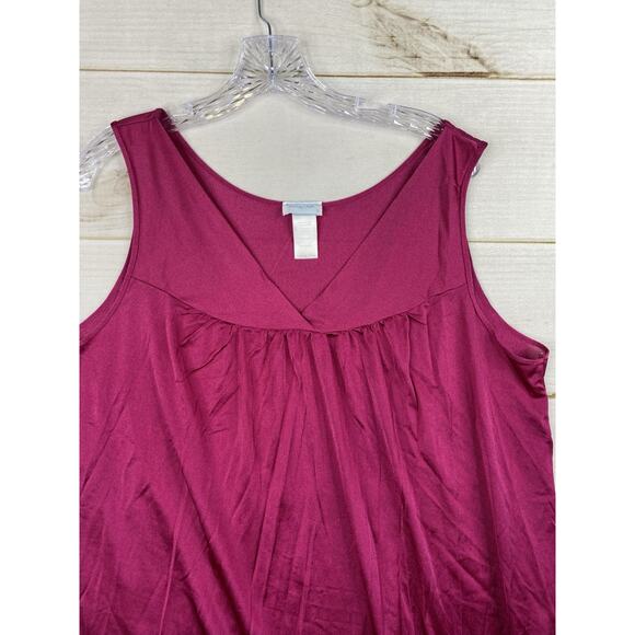 Vtg Vanity Fair Silky Nightgown Sz L Pink Nightie Sleeveless Satin V Neck - Picture 2 of 8